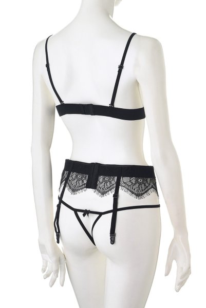 画像9: Oriah 3pcs set  | トップレスブラ＆ガーターベルト＆クロッチレスタンガ3点セット・黒 | Anais アナイス センシュアルランジェリー (9)
