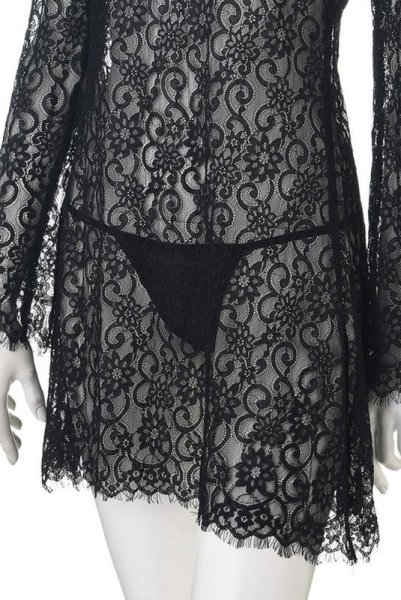 画像12: 在庫限り｜Poppie dress  | オフショルダーのシースルードレス＆Tバック2点セット・長袖・ブラック | Anais アナイス センシュアルランジェリー (12)