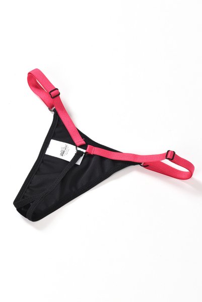 画像14: 在庫限り｜Riho 3pcs set  | ブラレット＆ガーターリング付きガーターベルト＆Tバック3点セット・ノンパテッドブラ・黒×チェリーピンク | Anais アナイス センシュアルランジェリー (14)