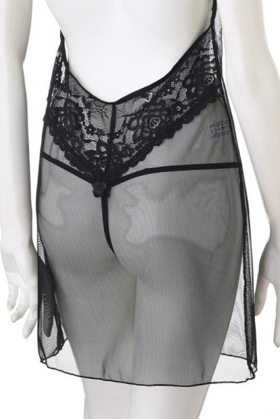 画像7: Rosana chemise  | ホルターネックのシースルー・スリップドレス＆Tバック2点セット・ブラック | Anais アナイス センシュアルランジェリー (7)