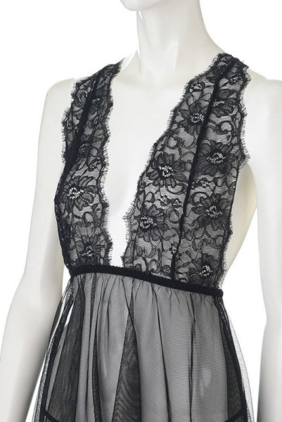 画像10: Venetia chemise  | シアーなレースのベビードール＆Tバック2点セット・シースルー・ブラック | Anais アナイス センシュアルランジェリー (10)
