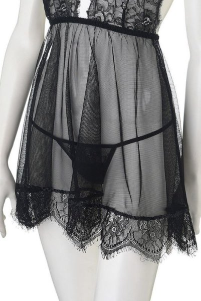 画像12: Venetia chemise  | シアーなレースのベビードール＆Tバック2点セット・シースルー・ブラック | Anais アナイス センシュアルランジェリー (12)