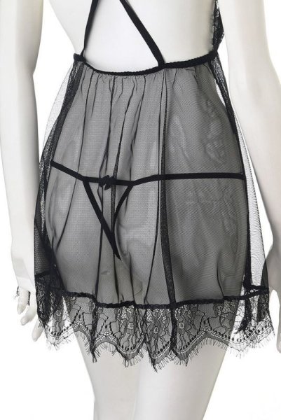 画像13: Venetia chemise  | シアーなレースのベビードール＆Tバック2点セット・シースルー・ブラック | Anais アナイス センシュアルランジェリー (13)