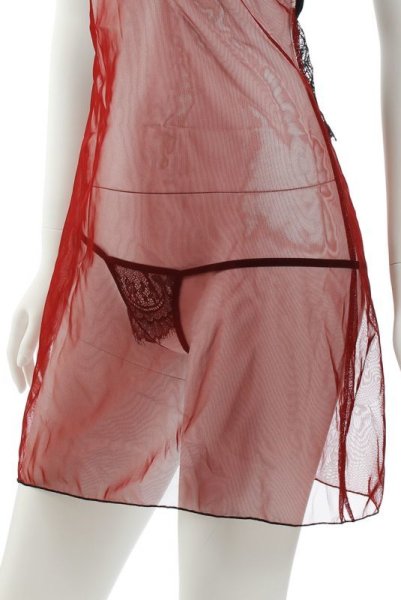 画像12: FANTASME babdoll  | ベビードール＆オープンクロッチタンガ2点セット・ワイン×ブラック | Anais アナイス センシュアルランジェリー (12)