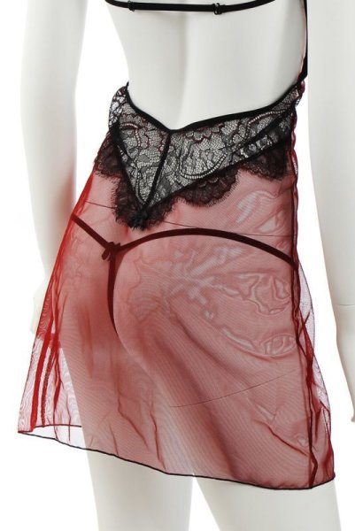 画像13: FANTASME babdoll  | ベビードール＆オープンクロッチタンガ2点セット・ワイン×ブラック | Anais アナイス センシュアルランジェリー (13)