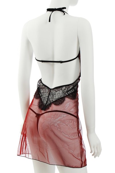 画像9: FANTASME babdoll  | ベビードール＆オープンクロッチタンガ2点セット・ワイン×ブラック | Anais アナイス センシュアルランジェリー (9)