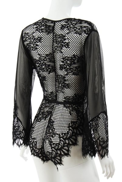 画像9: Celestia body  | レース・テディ・長袖・クロッチ開閉式・黒 | Anais アナイス センシュアルランジェリー (9)