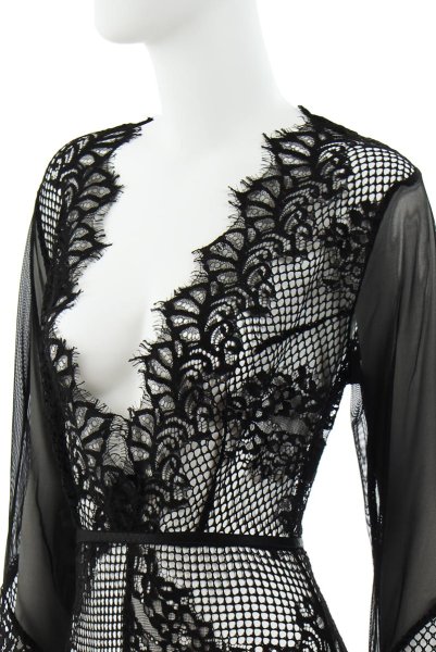 画像10: Celestia body  | レース・テディ・長袖・クロッチ開閉式・黒 | Anais アナイス センシュアルランジェリー (10)