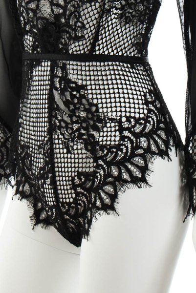 画像12: Celestia body  | レース・テディ・長袖・クロッチ開閉式・黒 | Anais アナイス センシュアルランジェリー (12)