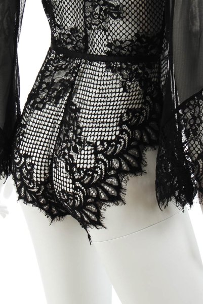 画像13: Celestia body  | レース・テディ・長袖・クロッチ開閉式・黒 | Anais アナイス センシュアルランジェリー (13)