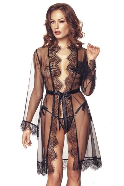 画像2: Dita Robe  | ガウン＆タンガ2点セット・ブラック | Anais アナイス センシュアルランジェリー (2)