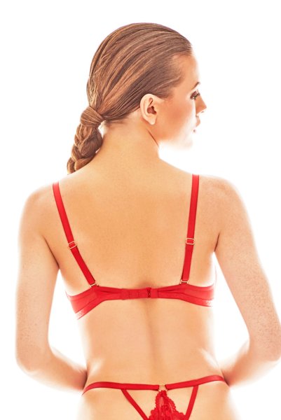 画像4: SUGAR set  | ノンパテッドブラ&タンガ・ハーネス・ボンテージ・ノンワイヤー・Tバック・赤 | Anais アナイス センシュアルランジェリー (4)