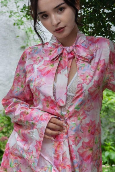 画像5: MIYU-short-robe | ショートローブ・花柄・ピンク | Anais アナイス センシュアルランジェリー(在庫限り) (5)