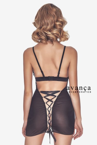 画像2: SOLLEA chemise  | ソフトブラ付きシースルースリップ・黒・レース | Anais アナイス センシュアルランジェリー (2)