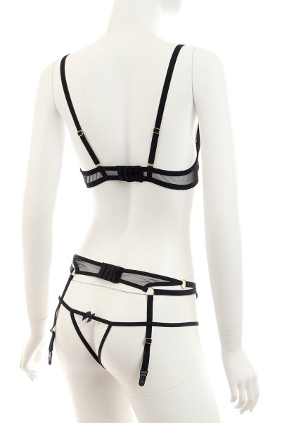 画像9: DIDO set  | ソフトブラ&ガーター&オープンクロッチタンガ3点セット・ハーフカップ・Tバック・ブラック | Anais アナイス センシュアルランジェリー (9)