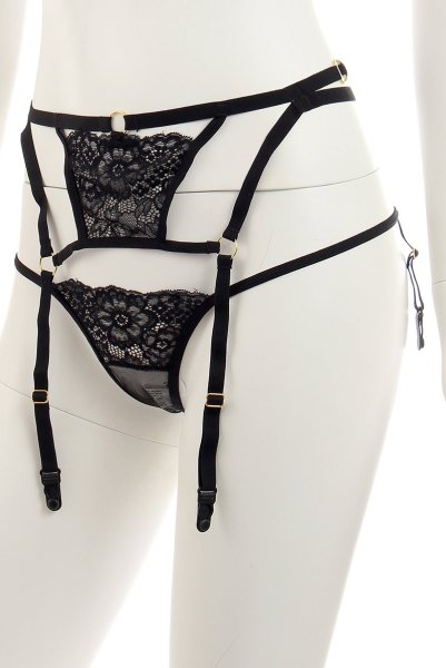 画像13: DIDO set  | ソフトブラ&ガーター&オープンクロッチタンガ3点セット・ハーフカップ・Tバック・ブラック | Anais アナイス センシュアルランジェリー (13)