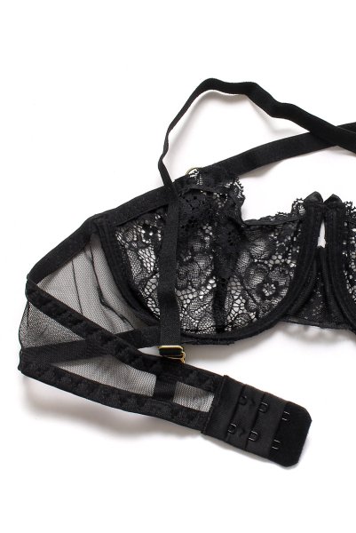 画像17: DIDO set  | ソフトブラ&ガーター&オープンクロッチタンガ3点セット・ハーフカップ・Tバック・ブラック | Anais アナイス センシュアルランジェリー (17)
