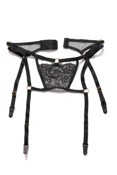 画像19: DIDO set  | ソフトブラ&ガーター&オープンクロッチタンガ3点セット・ハーフカップ・Tバック・ブラック | Anais アナイス センシュアルランジェリー (19)