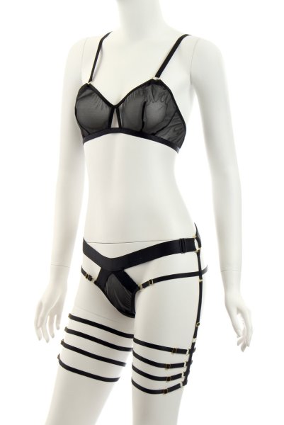 画像8: SPECIAL set  | ソフトブラ&ガーターリング付きショーツ2点セット・シースルー・ブラック | Anais アナイス センシュアルランジェリー (8)