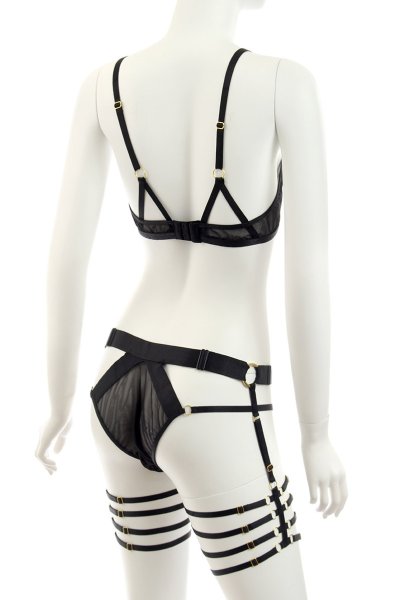 画像9: SPECIAL set  | ソフトブラ&ガーターリング付きショーツ2点セット・シースルー・ブラック | Anais アナイス センシュアルランジェリー (9)