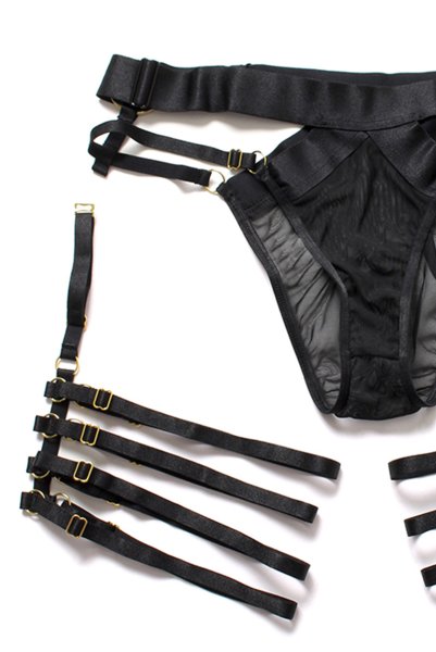 画像19: SPECIAL set  | ソフトブラ&ガーターリング付きショーツ2点セット・シースルー・ブラック | Anais アナイス センシュアルランジェリー (19)