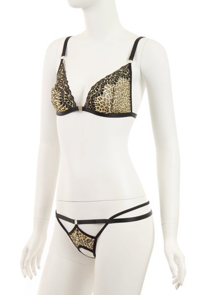 画像10: Cozmo set  | ソフトブラ&ネックストラップ&レッグガーター&タンガ4点セット・レオパード柄・オープンクロッチ | Anais アナイス センシュアルランジェリー (10)