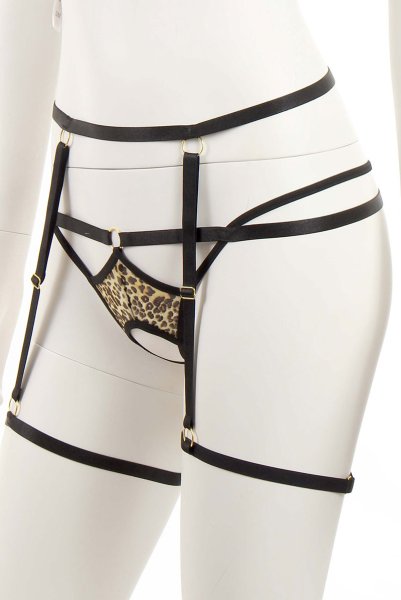 画像12: Cozmo set  | ソフトブラ&ネックストラップ&レッグガーター&タンガ4点セット・レオパード柄・オープンクロッチ | Anais アナイス センシュアルランジェリー (12)
