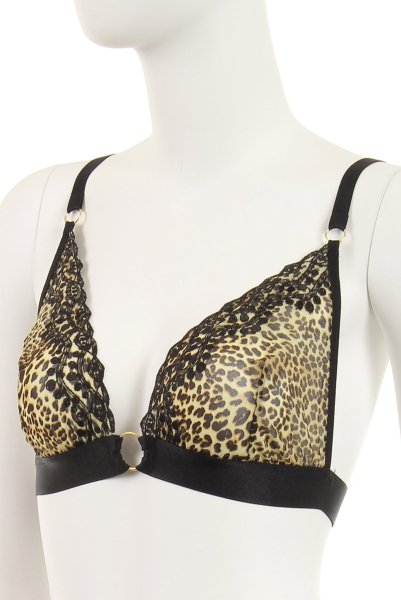 画像10: Izaro set  | ソフトブラ&オープンクロッチタンガ2点セット・ノンワイヤー・レオパード柄×ブラック | Anais アナイス センシュアルランジェリー (10)