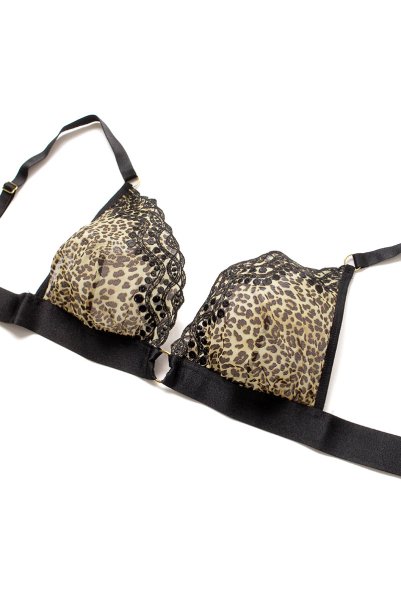画像15: Izaro set  | ソフトブラ&オープンクロッチタンガ2点セット・ノンワイヤー・レオパード柄×ブラック | Anais アナイス センシュアルランジェリー (15)