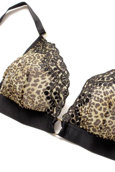 画像16: Izaro set  | ソフトブラ&オープンクロッチタンガ2点セット・ノンワイヤー・レオパード柄×ブラック | Anais アナイス センシュアルランジェリー (16)