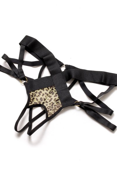 画像19: Izaro set  | ソフトブラ&オープンクロッチタンガ2点セット・ノンワイヤー・レオパード柄×ブラック | Anais アナイス センシュアルランジェリー (19)