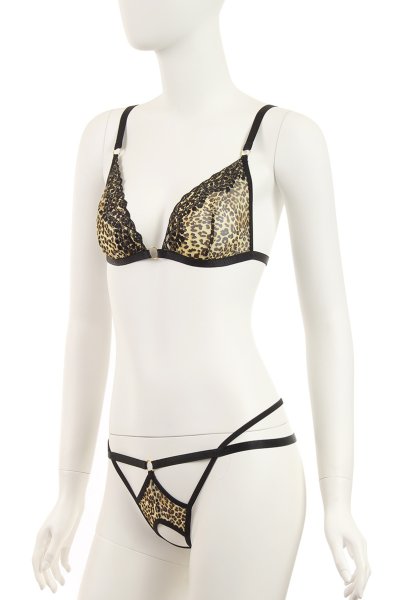 画像8: Paige set  | ブラレット&オープンクロッチタンガセット・ノンワイヤー・Tバック・レオパード柄 | Anais アナイス センシュアルランジェリー (8)