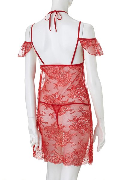 画像11: V-9589  | フレンチスリーブ風のベビードール&タンガ2点セット・アイラッシュレース | Axami アクサミ| 輸入下着・高級ランジェリー   (11)