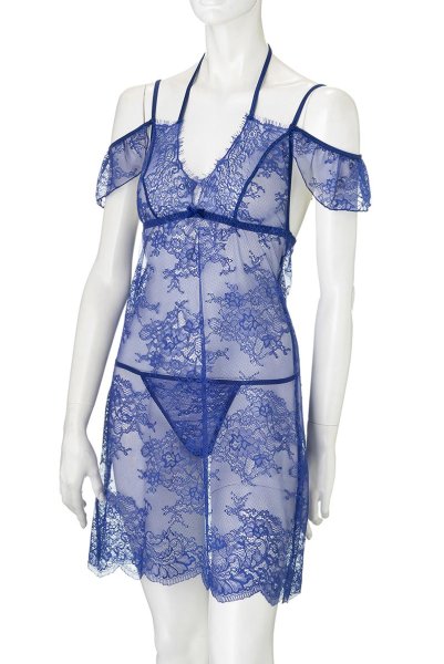 画像10: V-9609  | フレンチスリーブ風のベビードール&タンガ2点セット・アイラッシュレース | Axami アクサミ| 輸入下着・高級ランジェリー   (10)