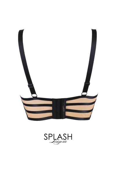 画像2: V-11811｜ロングブラ・ ブラック×ベージュ｜Axami アクサミ【サイズ交換OK・メール便対象】輸入下着・高級ランジェリー  (2)