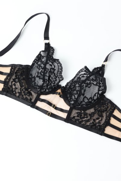 画像11: V-11811｜ロングブラ・ ブラック×ベージュ｜Axami アクサミ【サイズ交換OK・メール便対象】輸入下着・高級ランジェリー  (11)