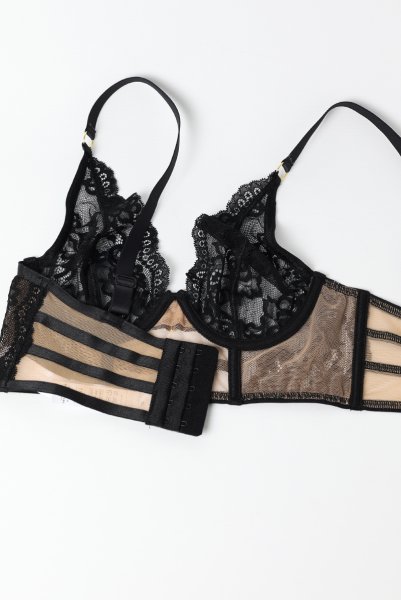 画像15: V-11811｜ロングブラ・ ブラック×ベージュ｜Axami アクサミ【サイズ交換OK・メール便対象】輸入下着・高級ランジェリー  (15)