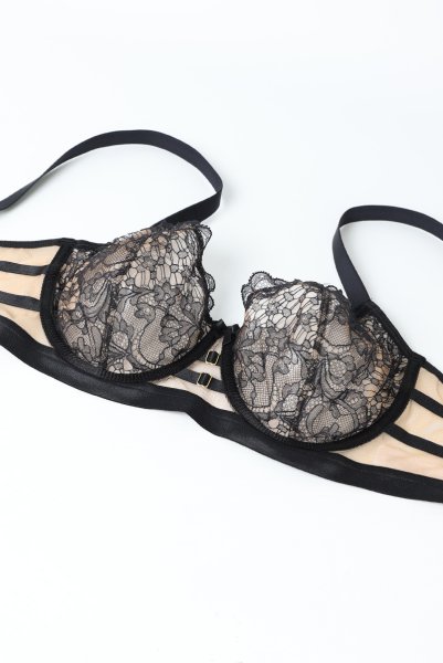画像12: V-11841｜ 一枚レースブラ・ ブラック×ベージュ｜Axami アクサミ【サイズ交換OK・メール便対象】輸入下着・高級ランジェリー  (12)