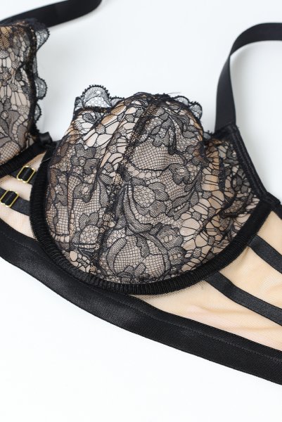 画像13: V-11841｜ 一枚レースブラ・ ブラック×ベージュ｜Axami アクサミ【サイズ交換OK・メール便対象】輸入下着・高級ランジェリー  (13)
