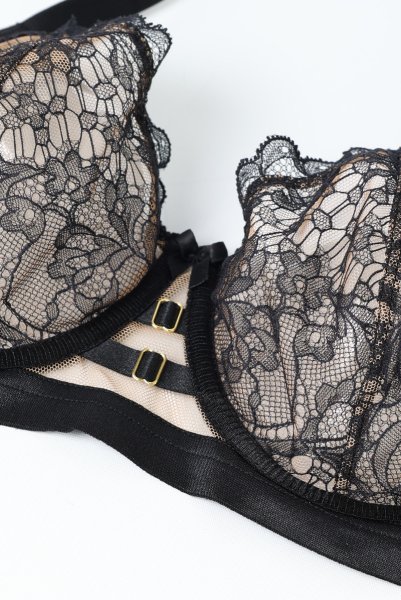 画像14: V-11841｜ 一枚レースブラ・ ブラック×ベージュ｜Axami アクサミ【サイズ交換OK・メール便対象】輸入下着・高級ランジェリー  (14)