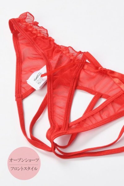 画像8: V-6448 | 解けるリボンのオープンショーツ・朱色・オープンヒップ | AxamiSexy アクサミセクシー (8)