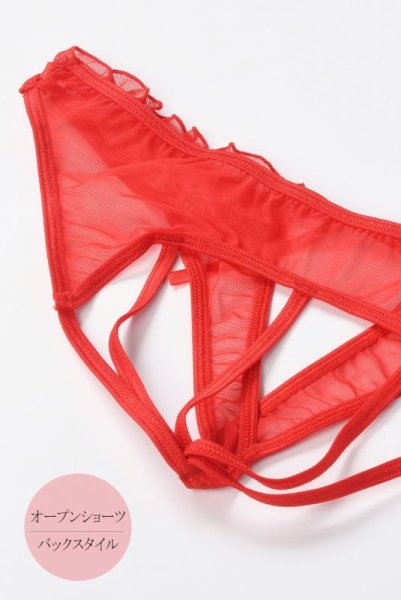 画像9: V-6448 | 解けるリボンのオープンショーツ・朱色・オープンヒップ | AxamiSexy アクサミセクシー (9)