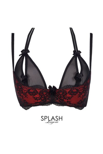 画像2: V-7791 | スリット入りカバー付きオープンバストブラジャー・シェルフブラ | AxamiSexy アクサミセクシー (2)