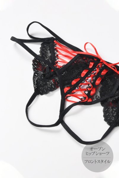画像6: V-8305 | オープンヒップショーツ・オープンクロッチ・レースアップ | AxamiSexy アクサミセクシー (6)