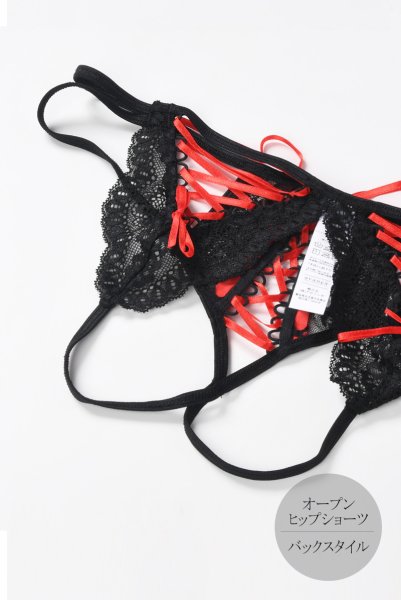 画像7: V-8305 | オープンヒップショーツ・オープンクロッチ・レースアップ | AxamiSexy アクサミセクシー (7)