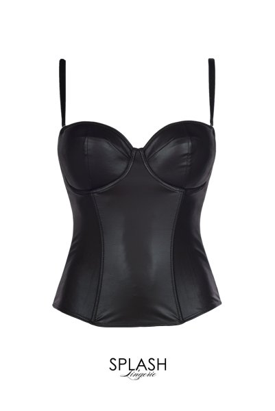 画像2: V-8327 | ビスチェ・ロングブラ・バルコネット・ボンデージ・レザー風 | AxamiSexy アクサミセクシー| 輸入下着・高級ランジェリー   (2)