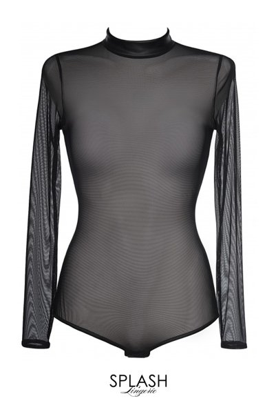 画像2: V-8380 | 長袖テディ・ボディスーツ・クロッチ開閉式・シースルー | AxamiSexy アクサミセクシー (2)