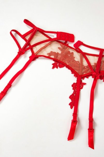 画像12: V-8862 | ガーターベルト・レッド・花柄レース | AxamiSexy アクサミセクシー| ※メール便対象※輸入下着・高級ランジェリー   (12)