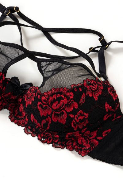 画像12: V-10021 | カバー付きオープンバストブラジャー・シェルフブラ・1/4カップ | AxamiSexy アクサミセクシー (12)