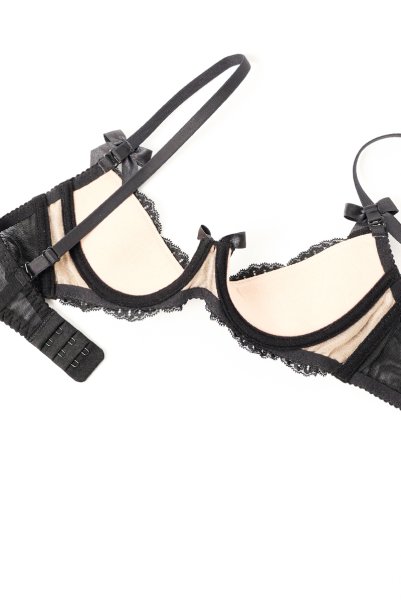 画像12: V-9861｜オープンバストブラジャー・シェルフブラ・1/4カップ・ベージュ×ブラック｜AxamiSexy アクサミセクシー｜輸入下着・高級ランジェリー   (12)